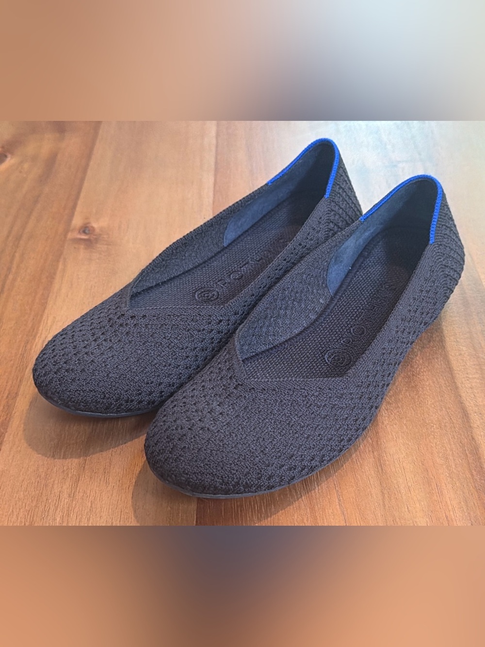 Rothy’s The Flat Black Honeycomb Knit Ballet Flats Women’s Size 7.5 Retired EUC